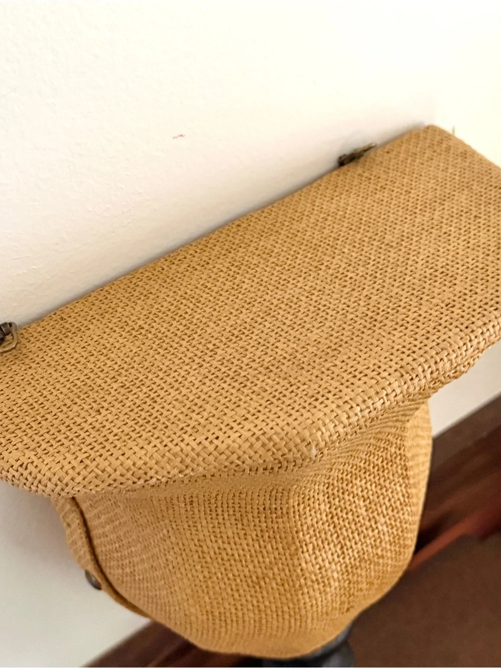 Burlap Covered Studded Vintage Style Wall Shelf Pocket Wall Shelf 11”x10”x5”